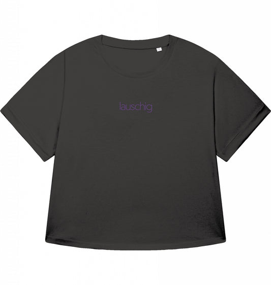 lauschig female shirt purple logo