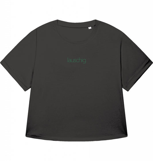 lauschig female shirt green logo